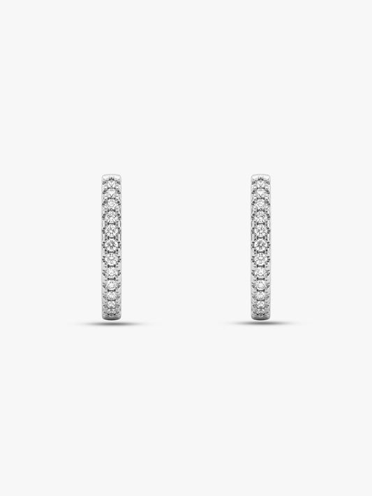 Silver Zircon Twinkling Hoop Earrings