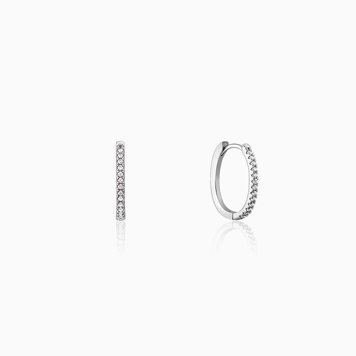Silver Zircon Twinkling Hoop Earrings - Image 1