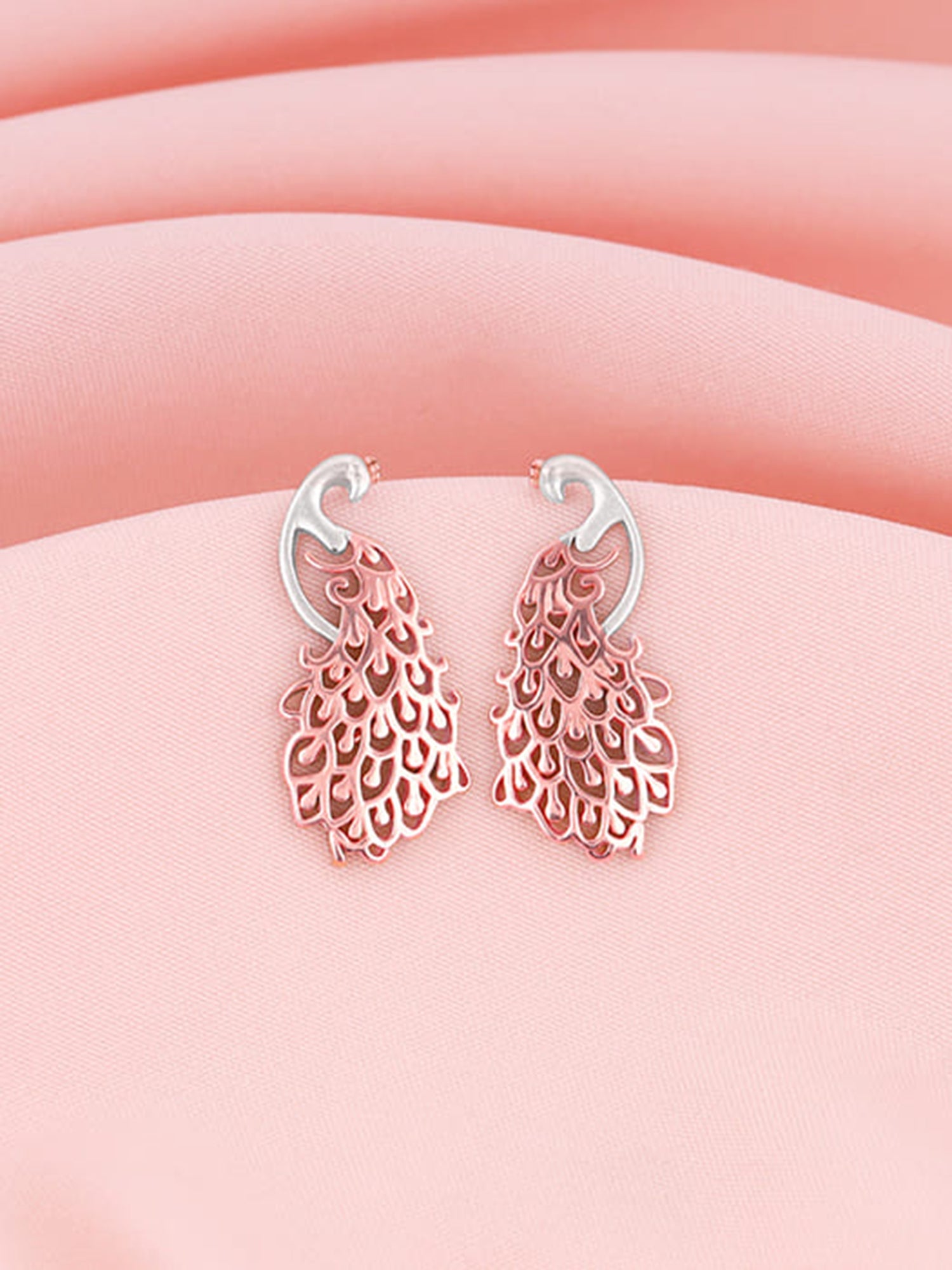 Rose Gold Peacock Earrings