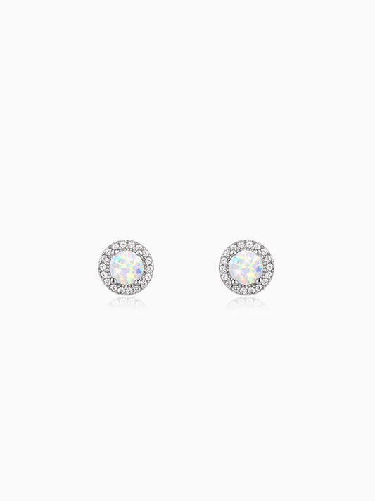 Silver Opal Moon Earrings