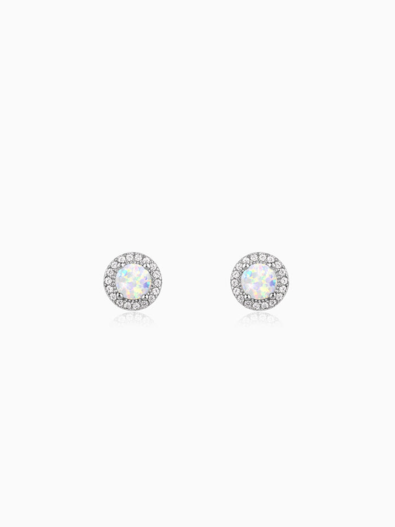 Silver Opal Moon Earrings