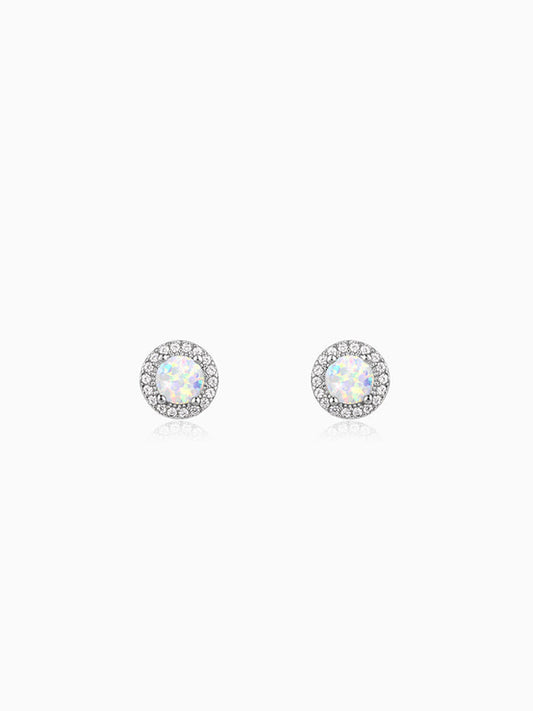 Silver Opal Moon Earrings