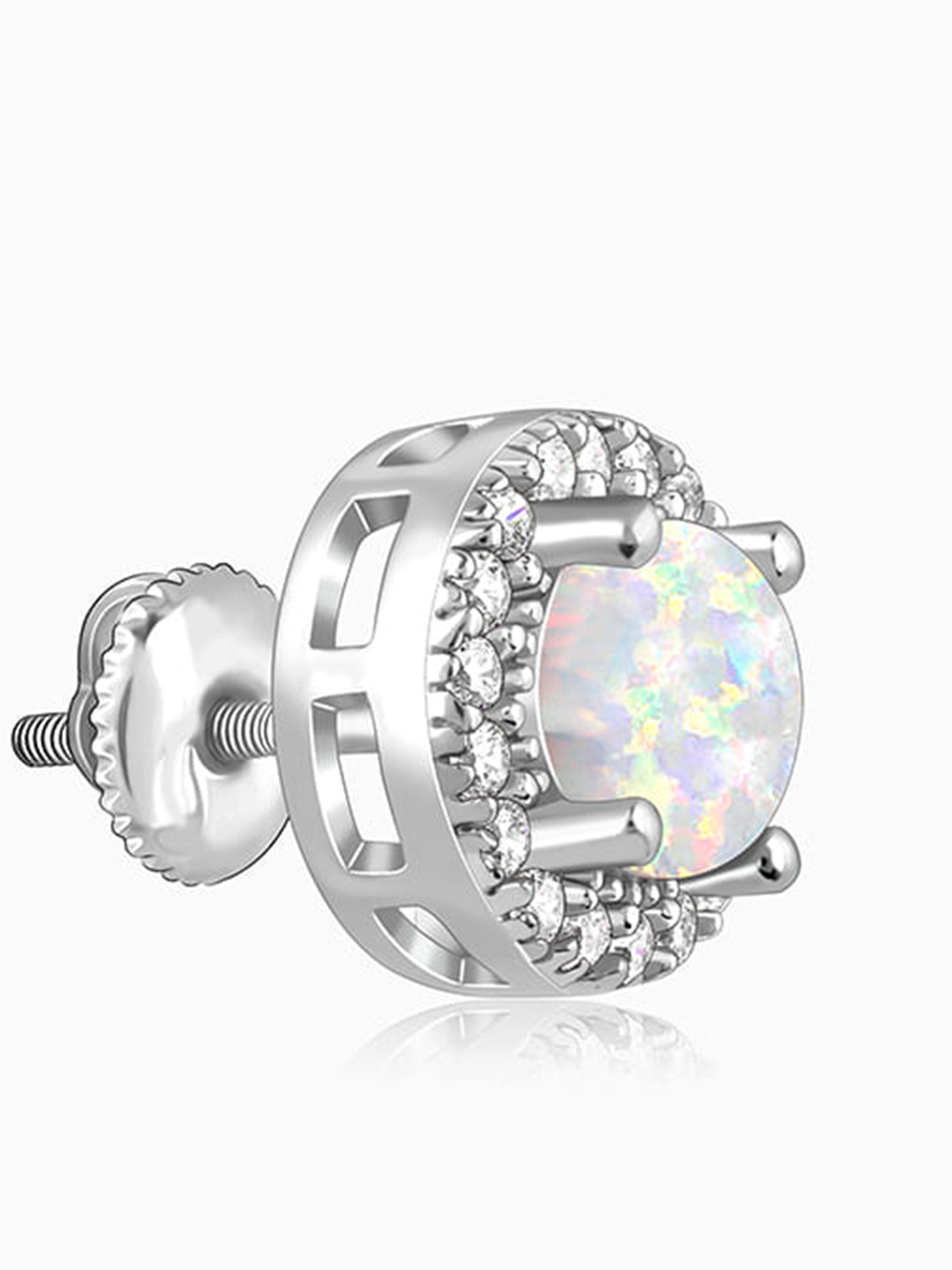 Silver Opal Moon Earrings