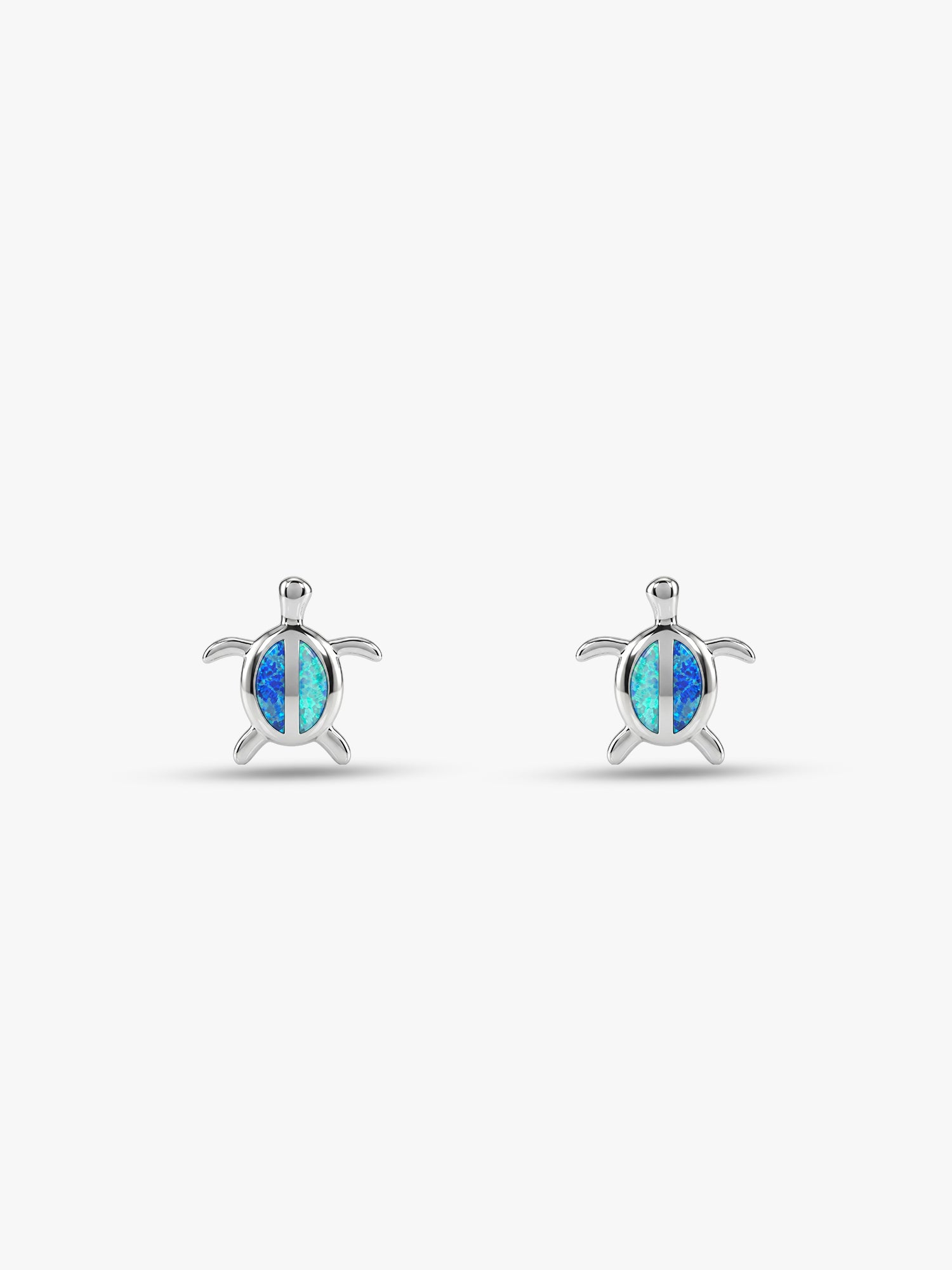 Silver Blue Turtle Studs