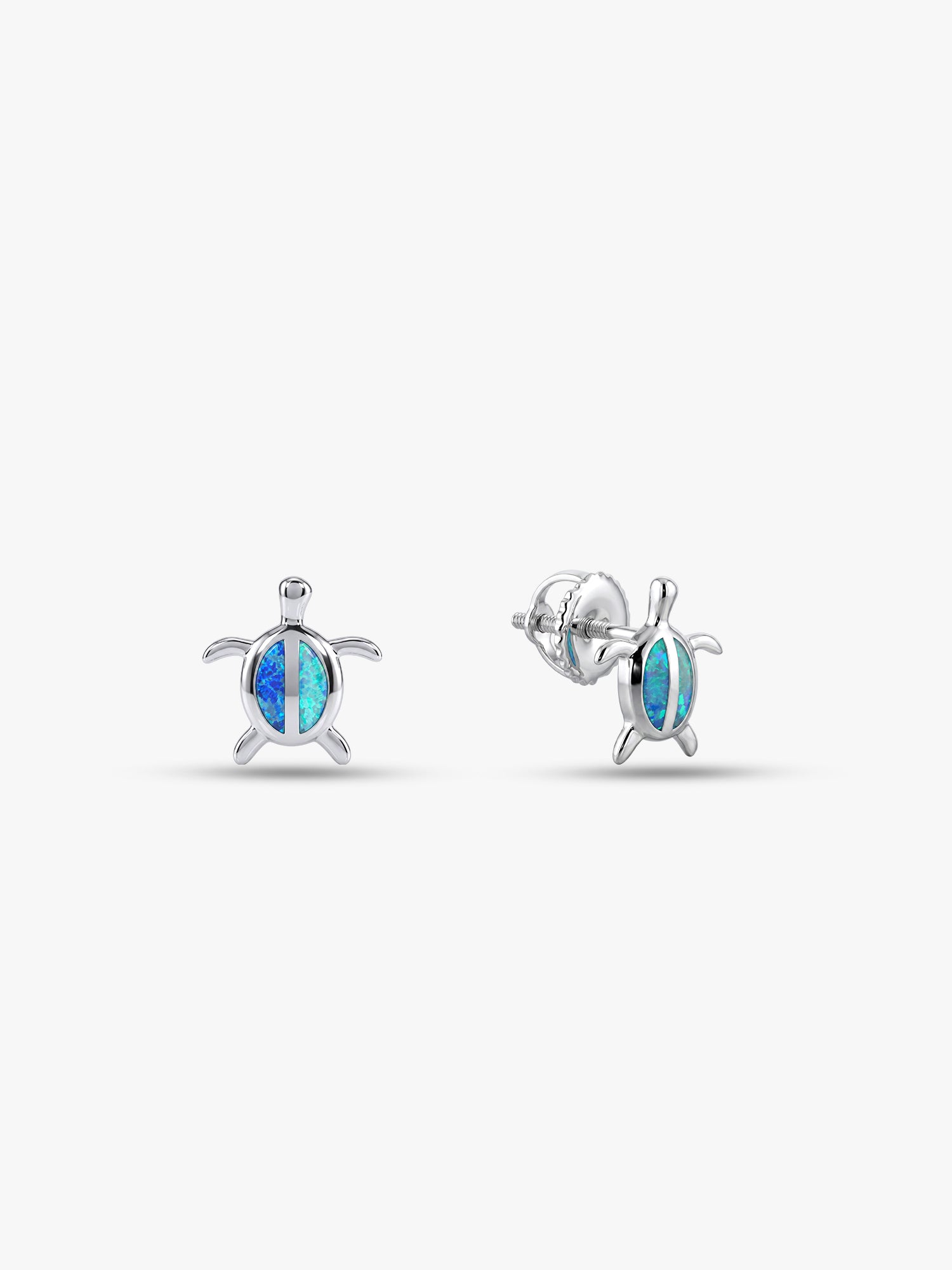 Silver Blue Turtle Studs