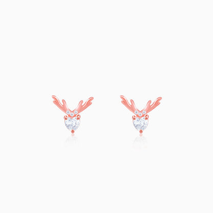 Rose Gold Deer Sparkle Earrings