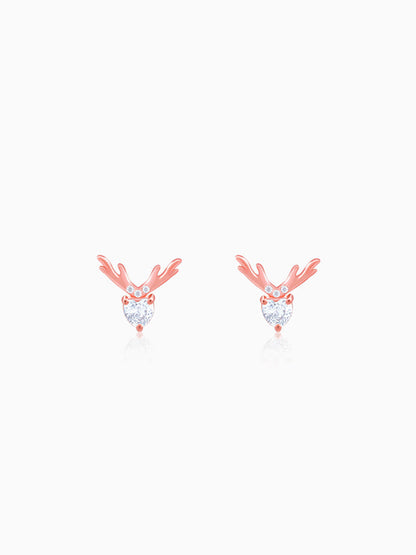 Rose Gold Deer Sparkle Earrings