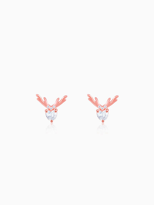 Rose Gold Deer Sparkle Earrings