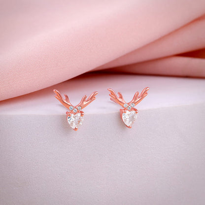 Rose Gold Deer Sparkle Earrings