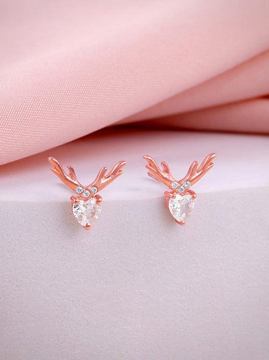 Rose Gold Deer Sparkle Earrings