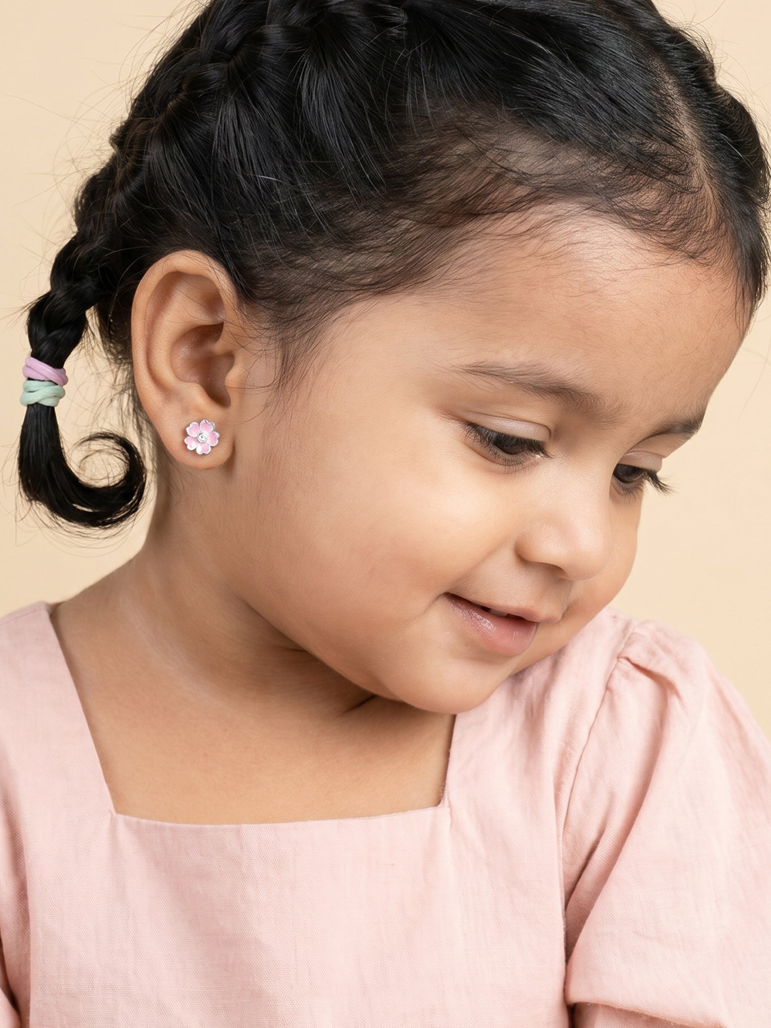 Silver Flower Fling Kids Earrings