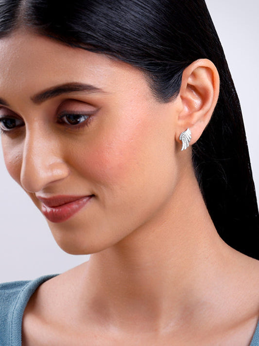 Silver Glittering Wing Earrings