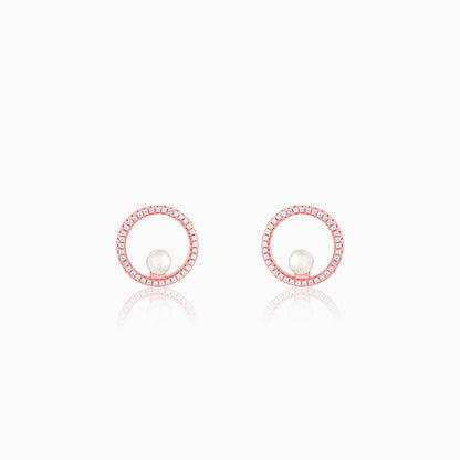Rose Gold Pearl Halo Earrings