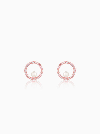 Rose Gold Pearl Halo Earrings