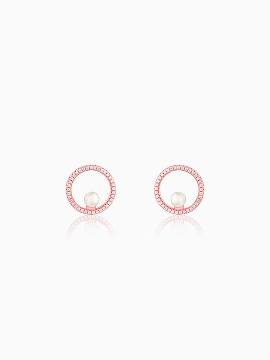 Rose Gold Pearl Halo Earrings