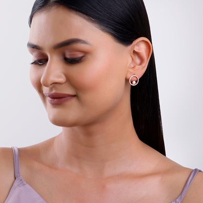 Rose Gold Pearl Halo Earrings