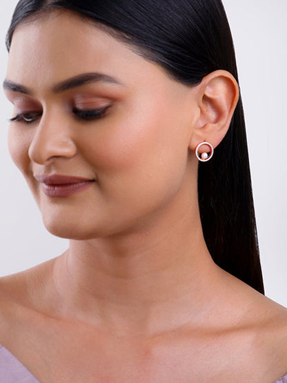 Rose Gold Pearl Halo Earrings