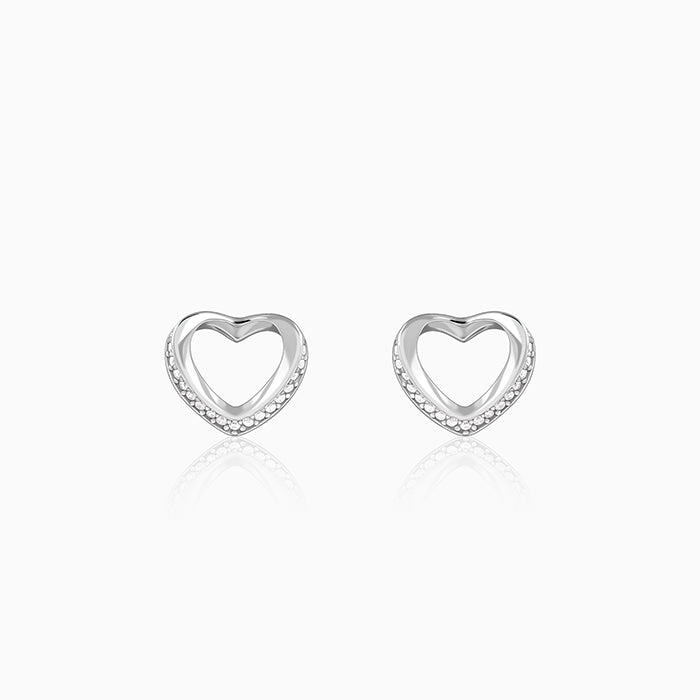 Silver Jolly Heart Studs - Image 1