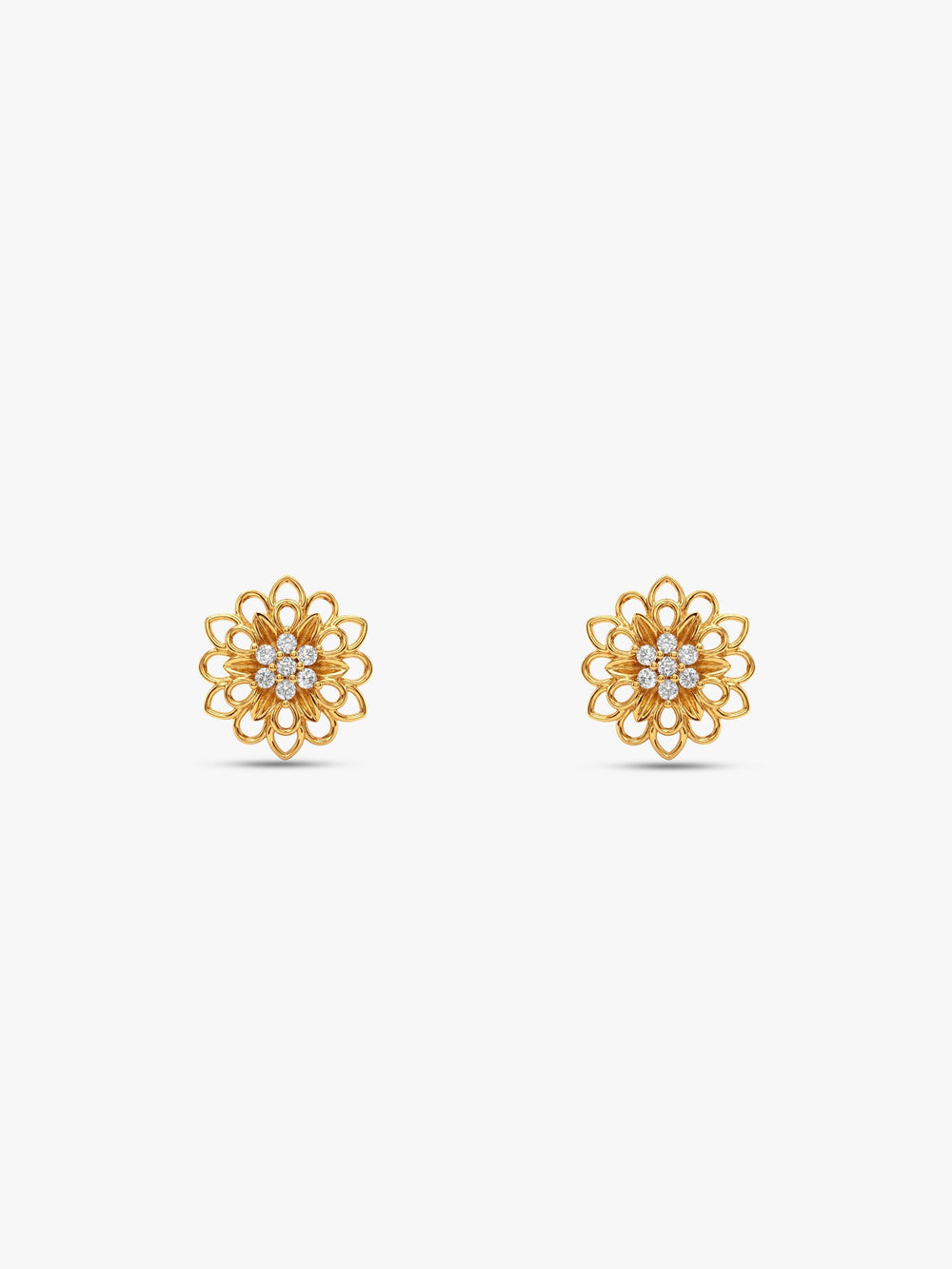 Golden Blooming Flower Stud Earrings