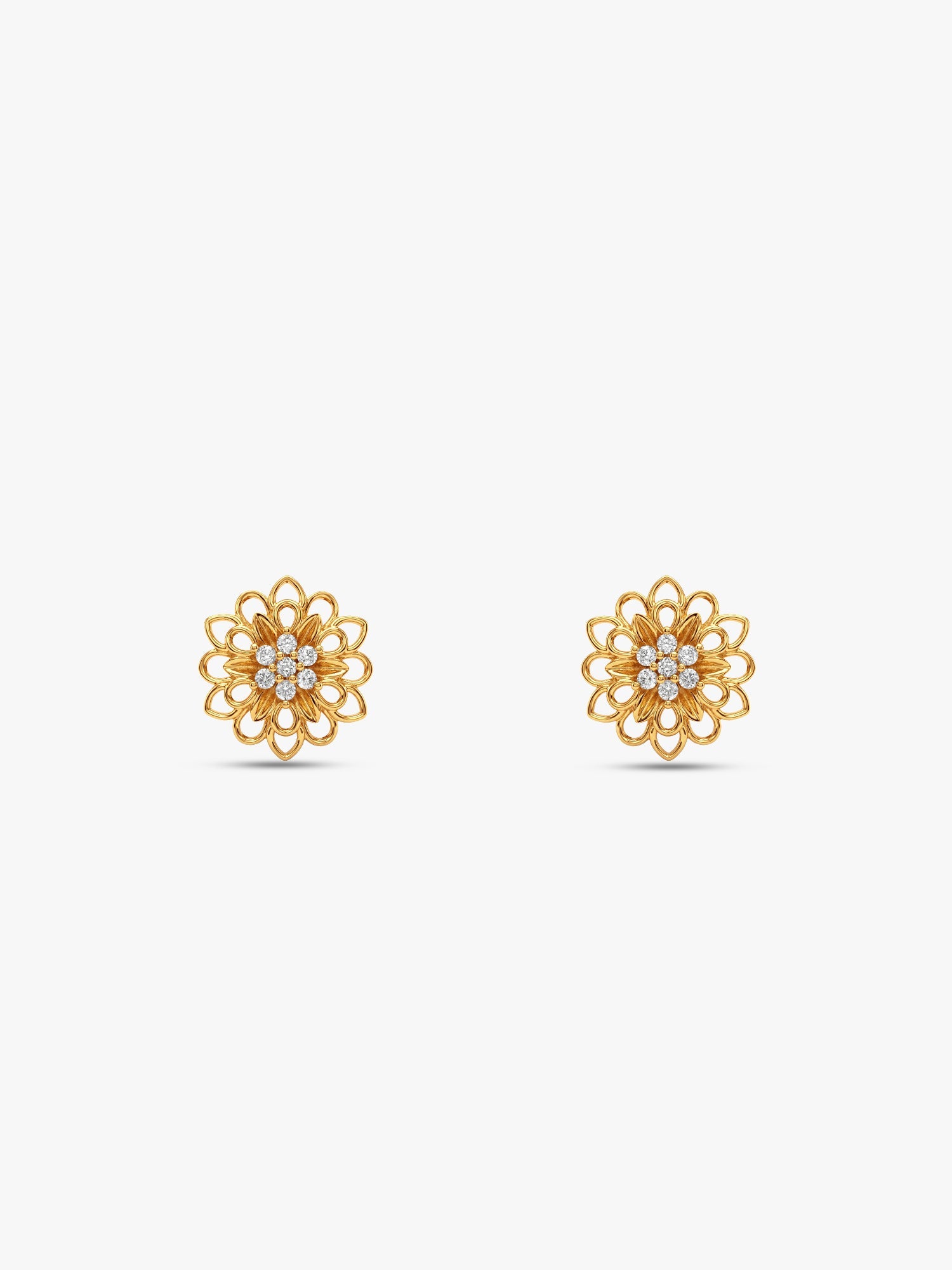 Golden Blooming Flower Stud Earrings
