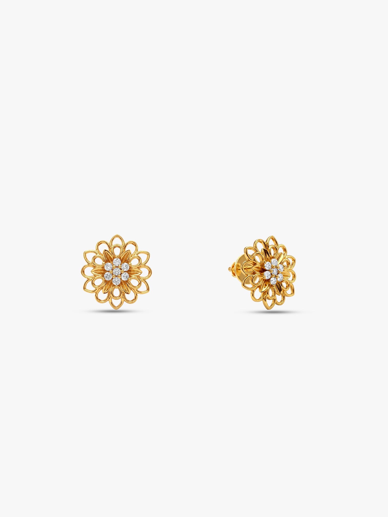 Golden Blooming Flower Stud Earrings