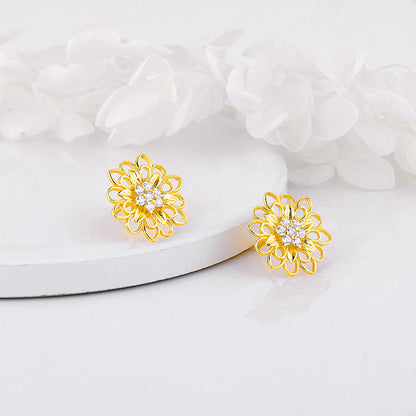 Anushka Sharma Golden Blooming Flower Stud Earrings