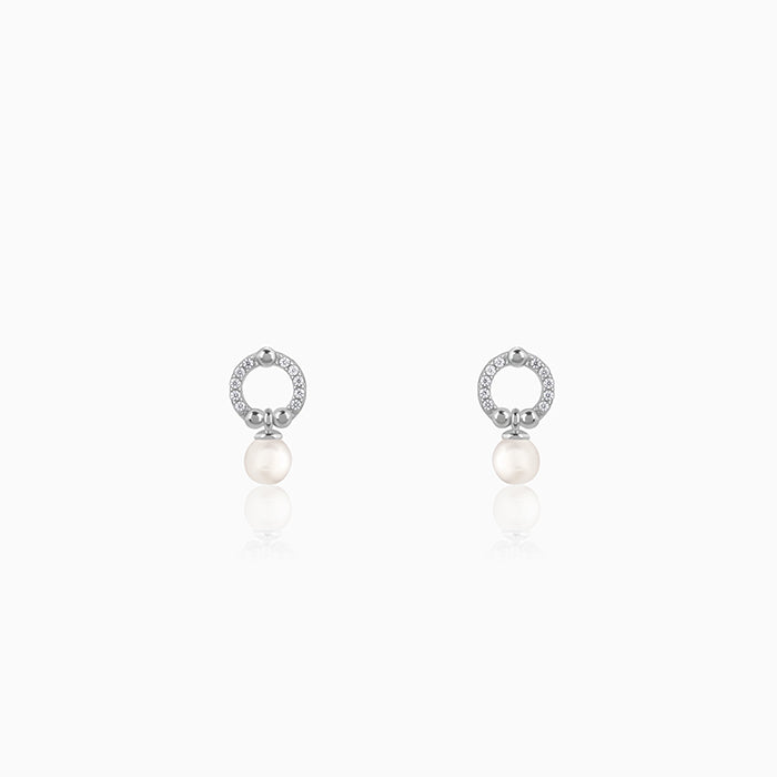 Silver Vibing Pearl Earrings - Image 1