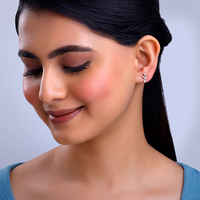 Silver Classy Glitter Earrings - view 3