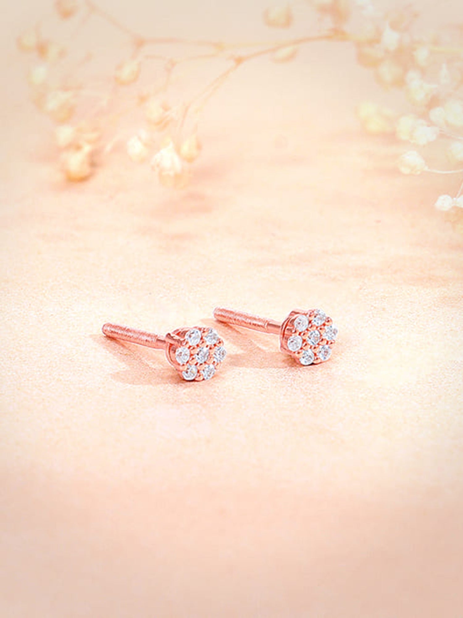 Rose Gold Flower Bling Studs