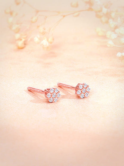 Rose Gold Flower Bling Studs