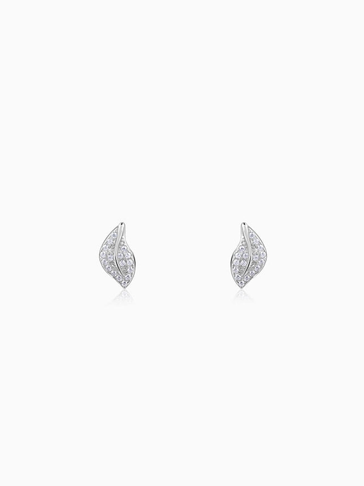 Silver Breeze Leaf Earrings