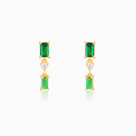 Golden Glimmer Green Earrings