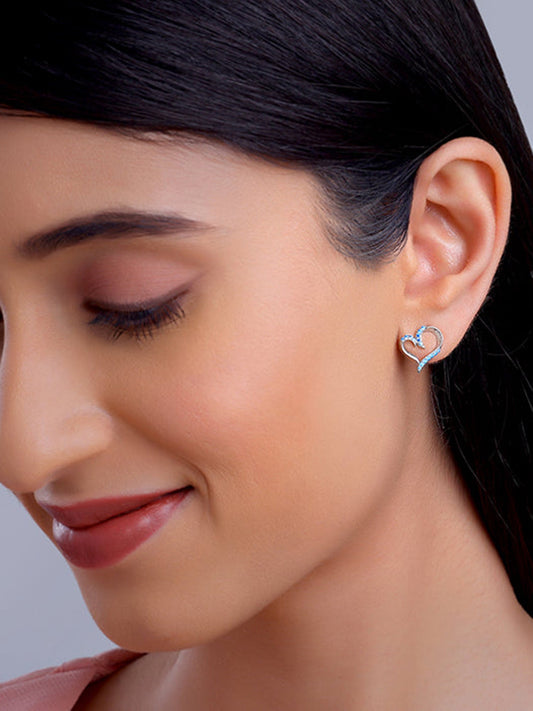 Silver Dewy Heart Studs