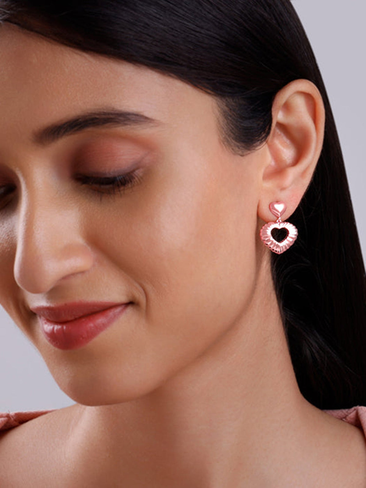 Rose Gold Blush Heart Earrings