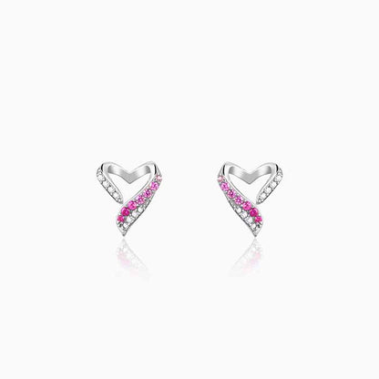 Silver Ombre Heart Studs