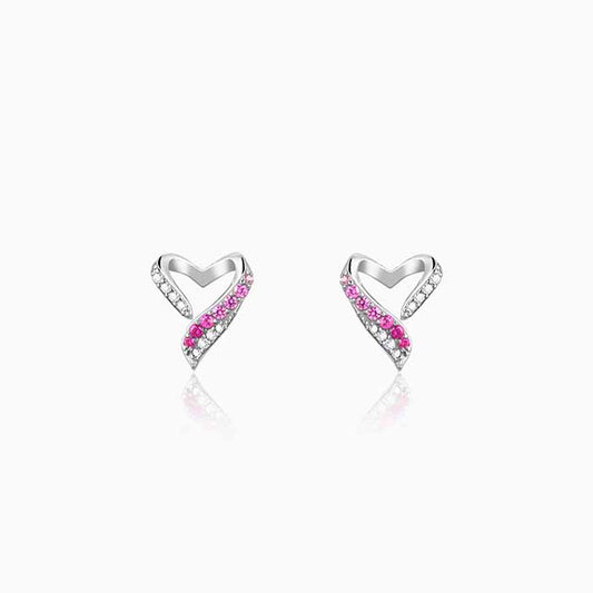 Silver Ombre Heart Studs