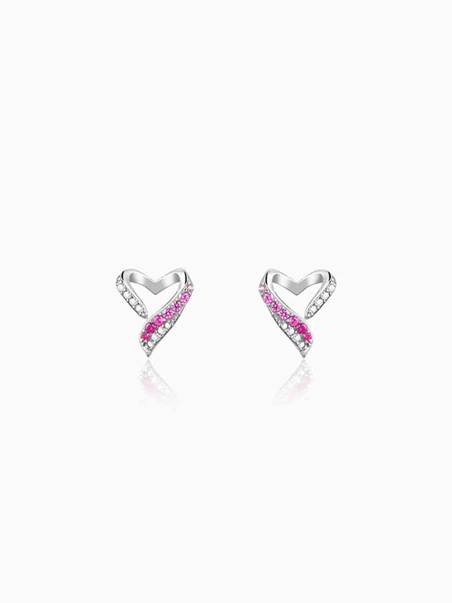 Silver Ombre Heart Studs