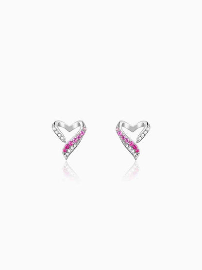 Silver Ombre Heart Studs