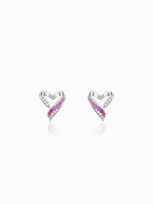 Silver Ombre Heart Studs