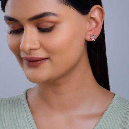 Silver Ombre Heart Studs