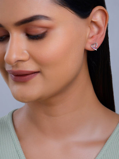 Silver Ombre Heart Studs