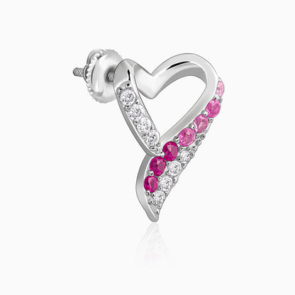 Silver Ombre Heart Studs