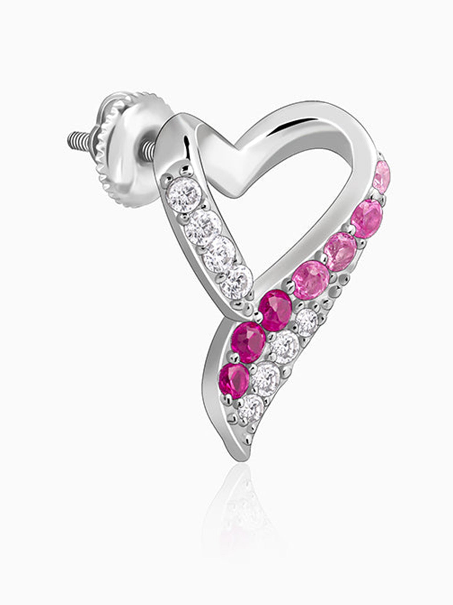 Silver Ombre Heart Studs