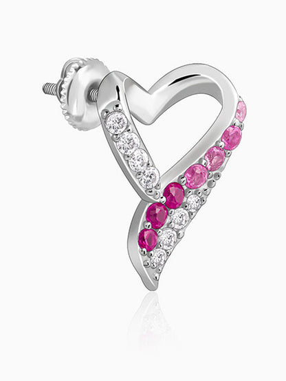 Silver Ombre Heart Studs