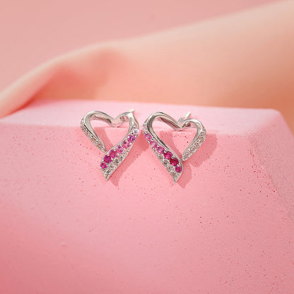 Silver Ombre Heart Studs