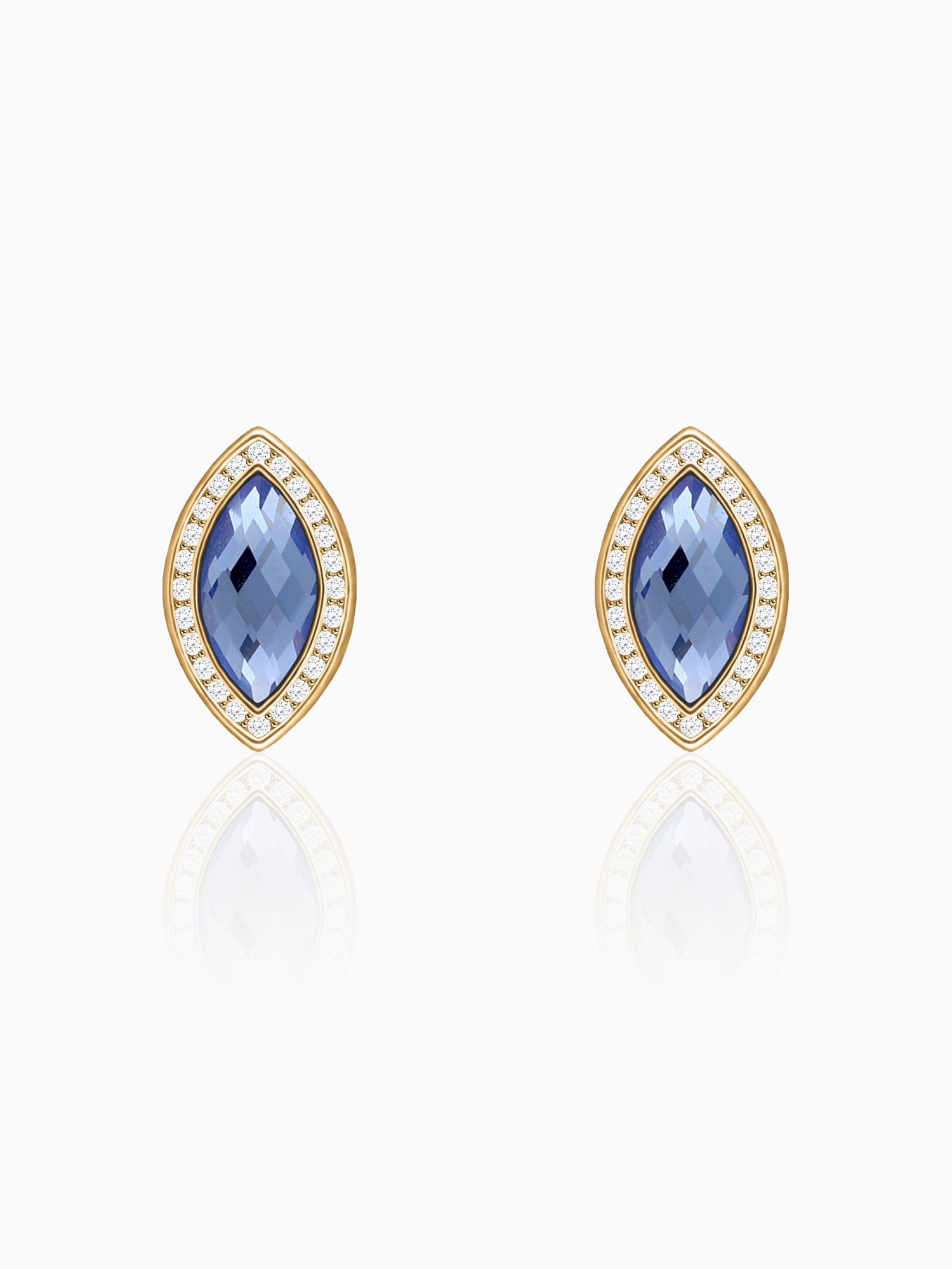 Golden Sapphire Blue Marquise Earrings