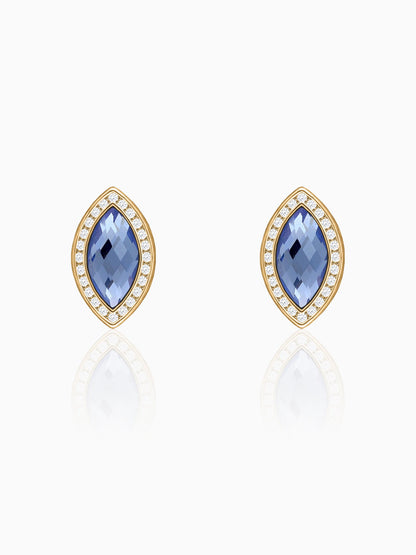 Golden Sapphire Blue Marquise Earrings