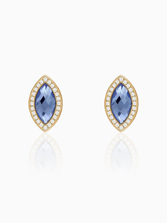 Golden Sapphire Blue Marquise Earrings