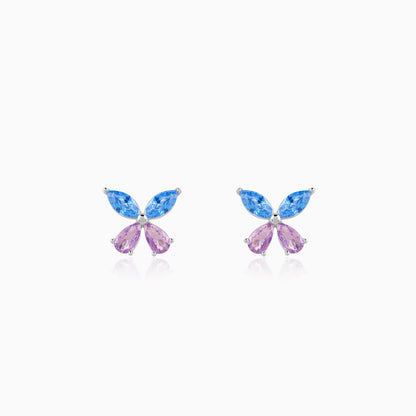 Silver Blue Butterfly Studs