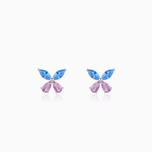 Silver Blue Butterfly Studs